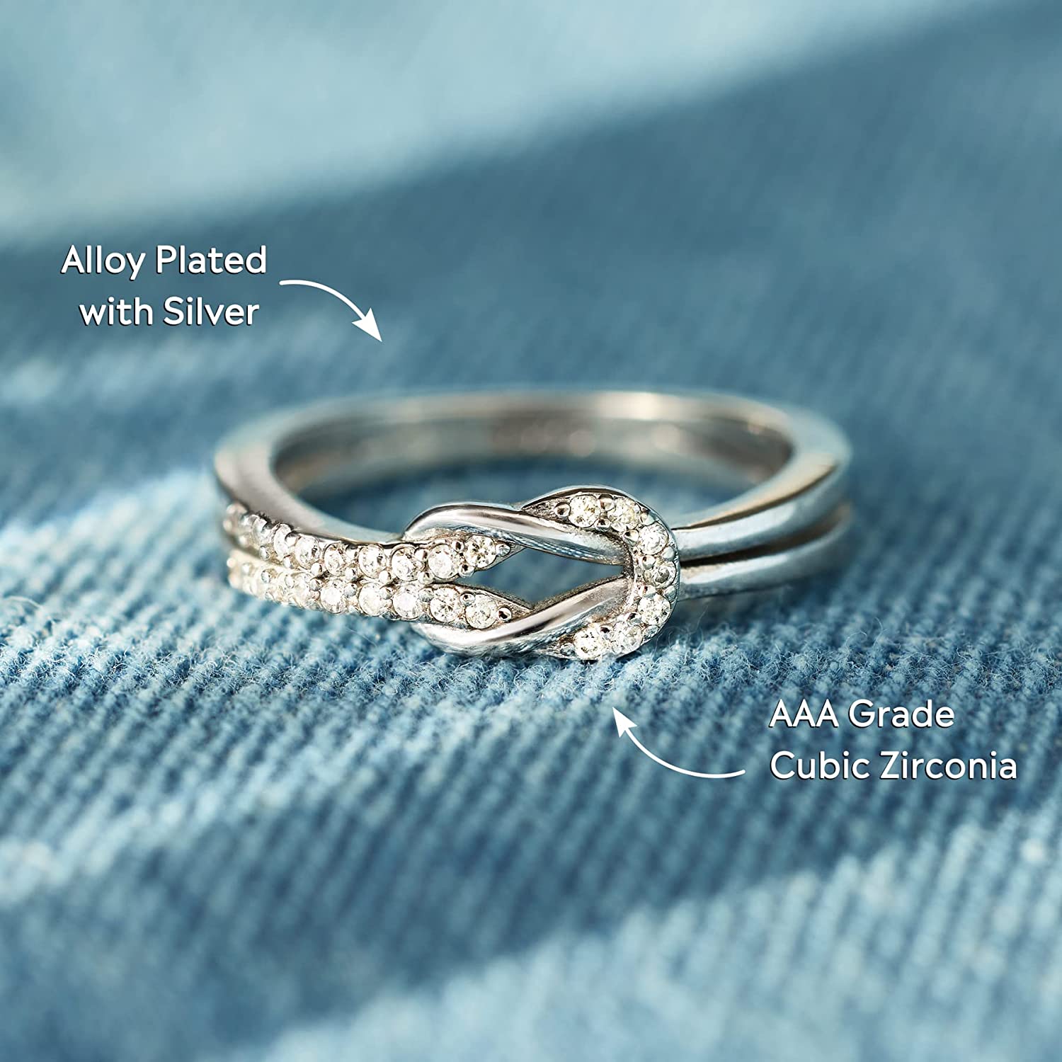 The Love Between Mother and Daughter is Forever Mother Daughter Ring, Story Jewellery Mother Daughter Square Knot Ring for Women, Friends, Mothers Day Birthday Christmas Gifts Jewelry Gift for Women - Image 4